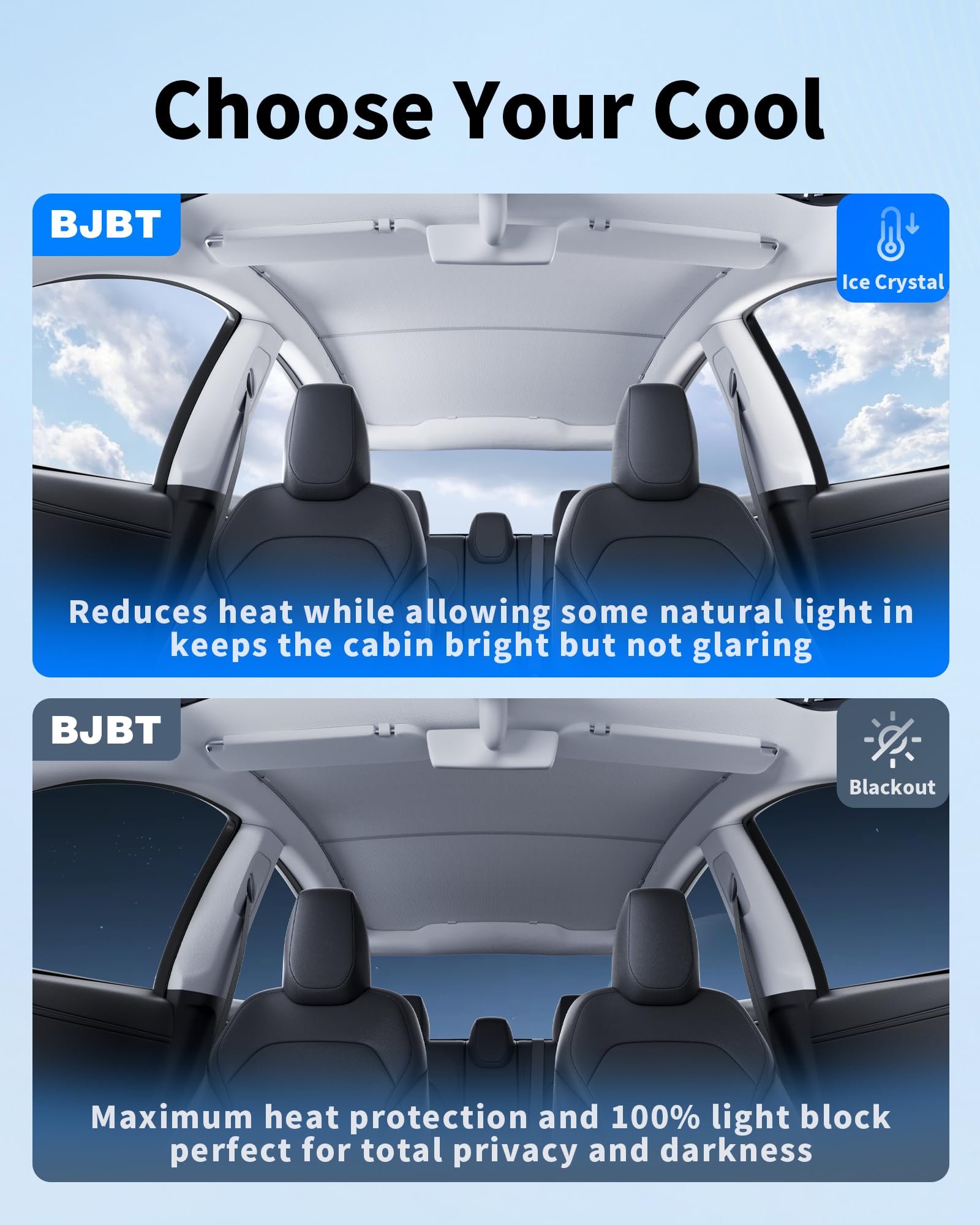 BJBT lifestyle image in parked summer setting showing cooler cabin