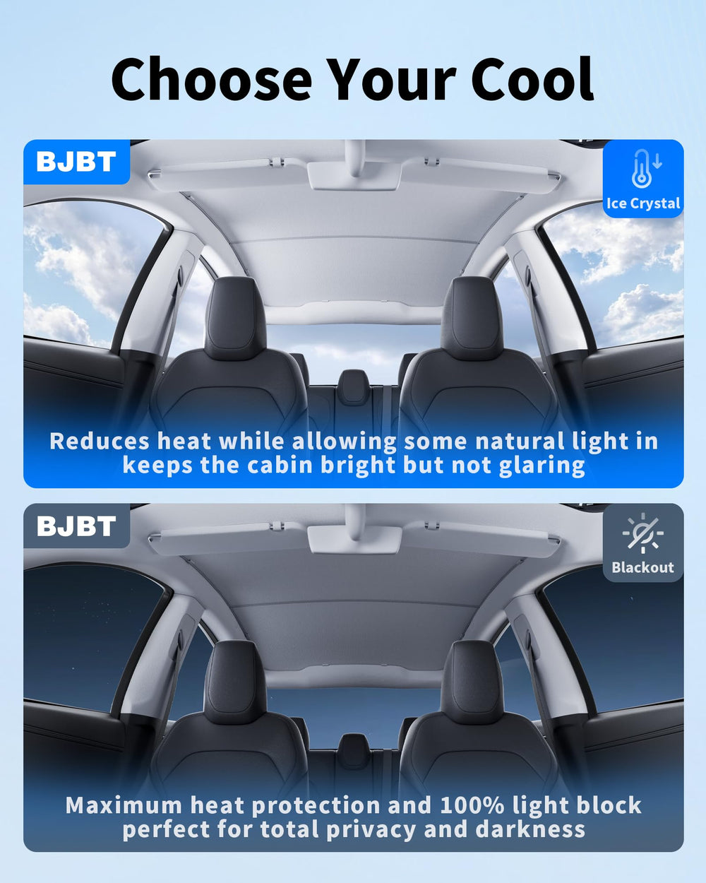 BJBT lifestyle image in parked summer setting showing cooler cabin