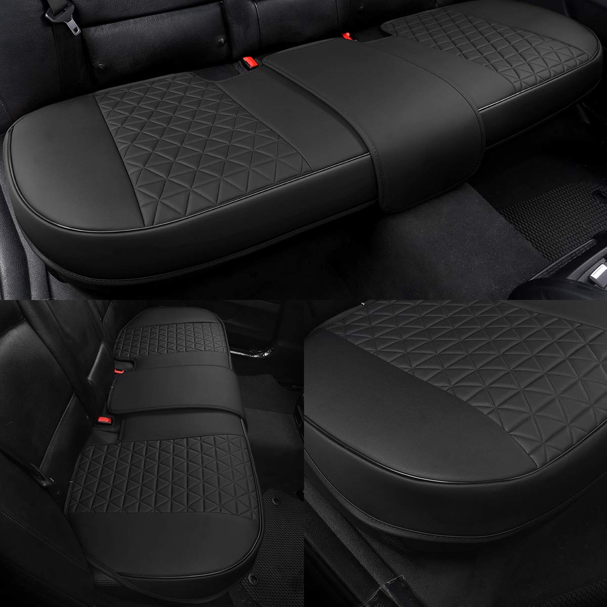 Black Panther triangle-quilted PU leather close-up, durable texture