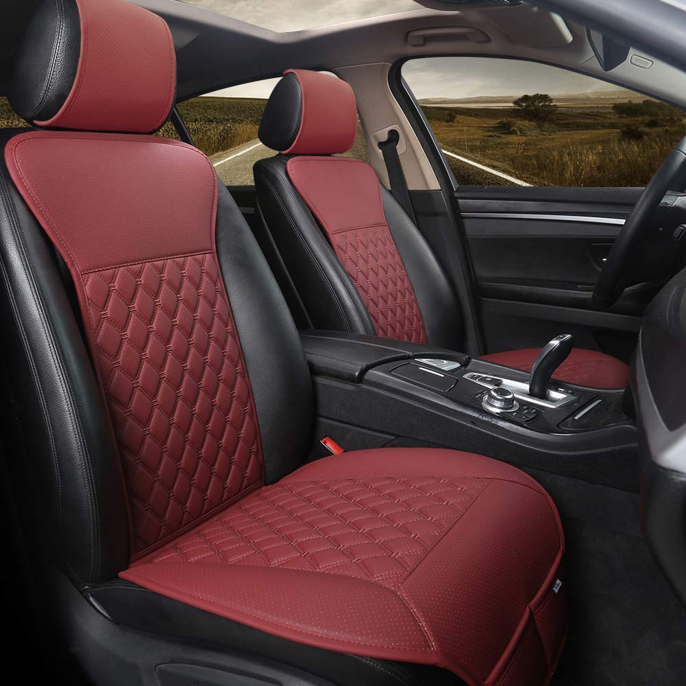 Black Panther front view seat cover showing burgundy diamond design and elegant protection