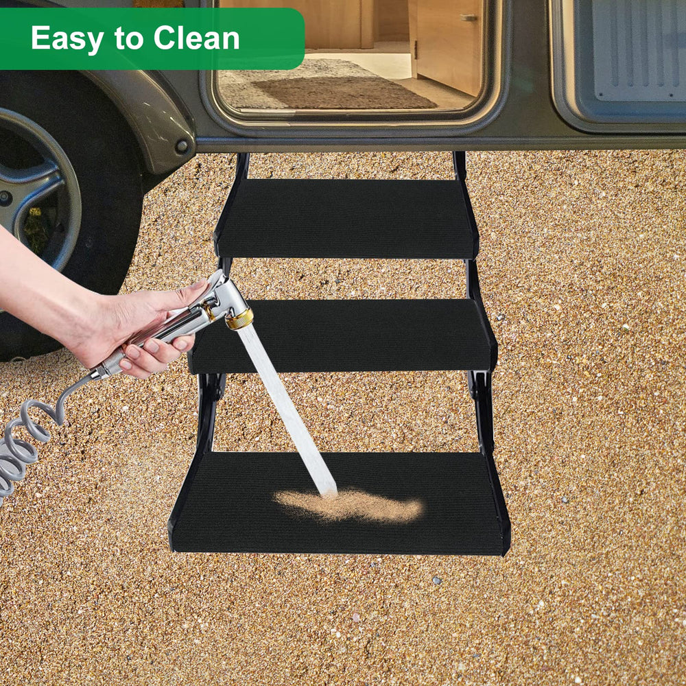 BLACKHORSE-RACING camper entryway lifestyle shot, keeps interior cleaner