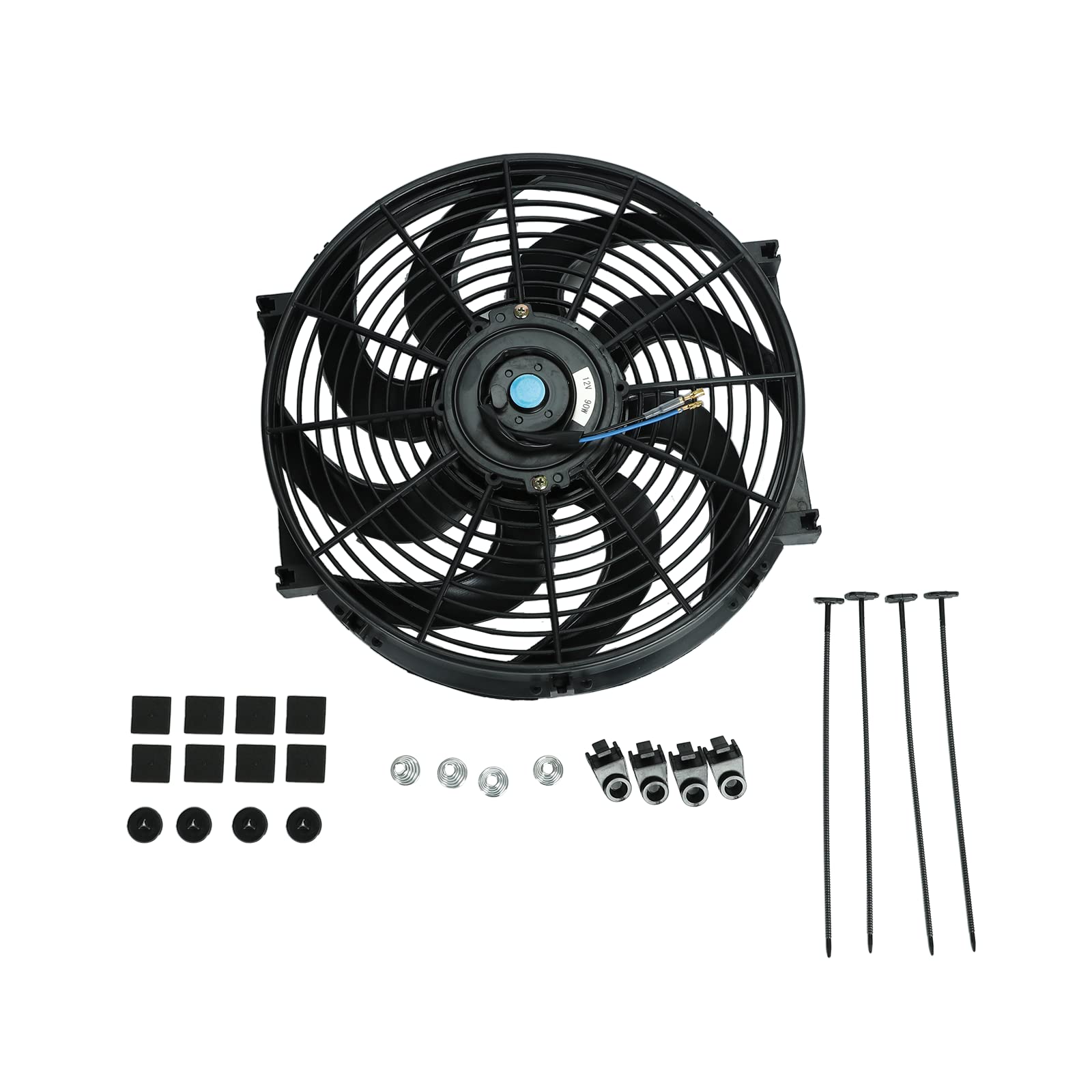BLACKHORSE-RACING fan beside ruler showing accurate 14.72" diameter fit