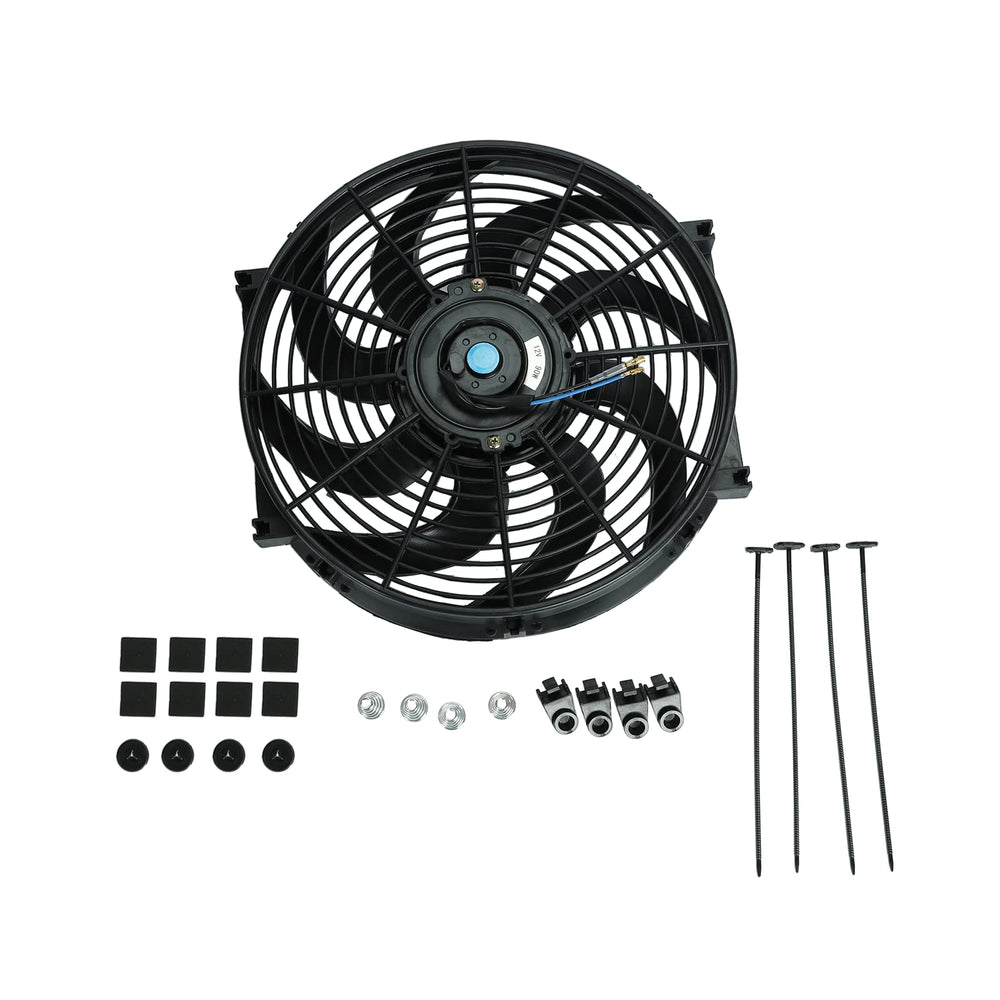BLACKHORSE-RACING fan beside ruler showing accurate 14.72" diameter fit