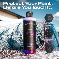 Blackline foam cannon in action creating thick foam that boosts cleaning efficiency