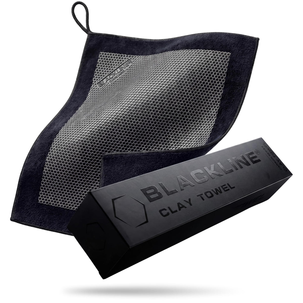 Blackline front packed towel showing branding and size, helps quick identification