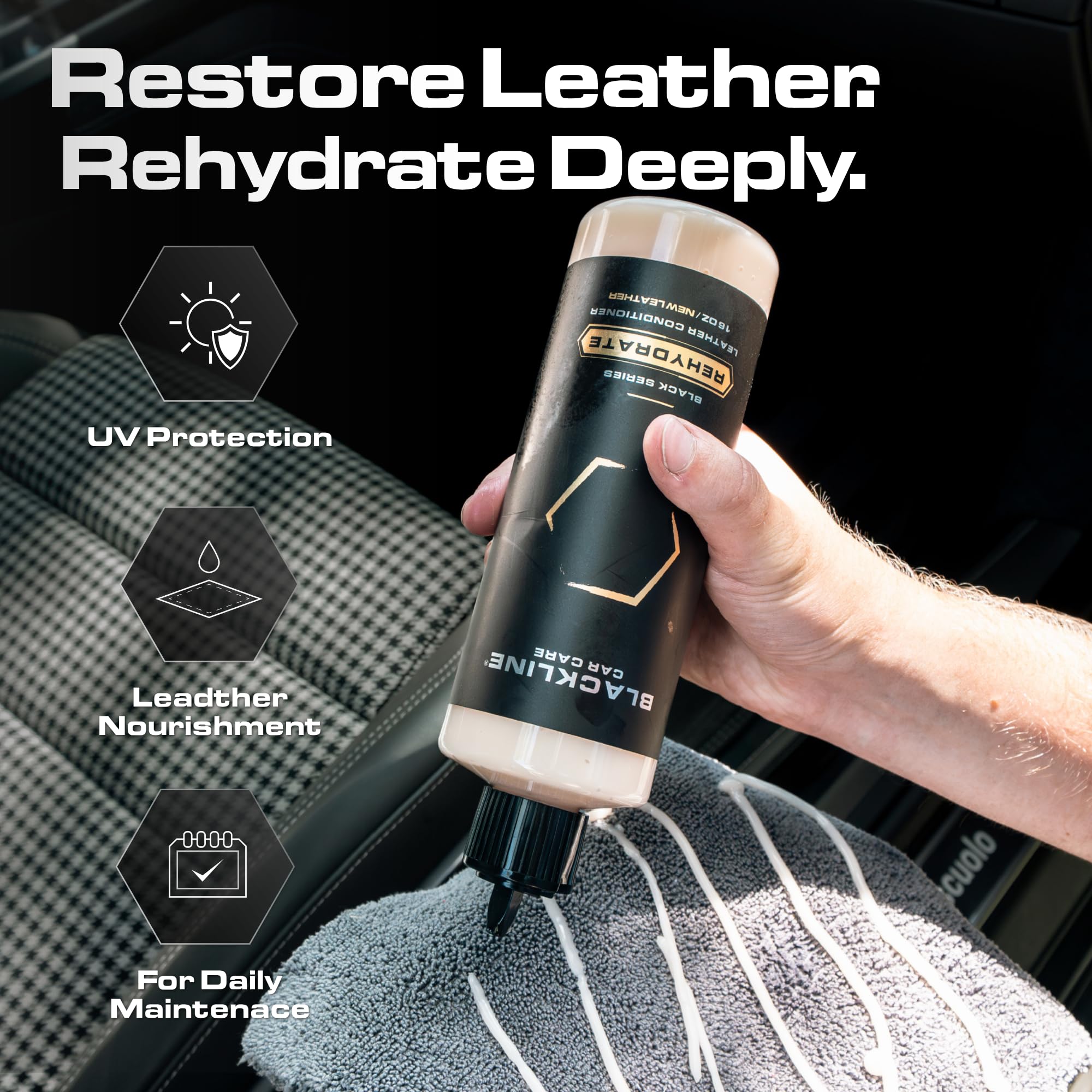 Blackline Rehydrate conditioner bottle detail showing pump and nourishing formula