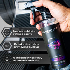 Blackline Reset foam texture on cloth highlighting gentle, residue-free cleaning