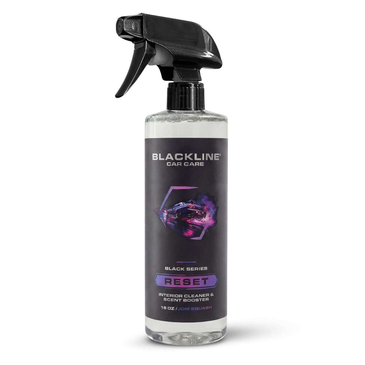 Blackline Reset front bottle showing label and spray cap, premium look