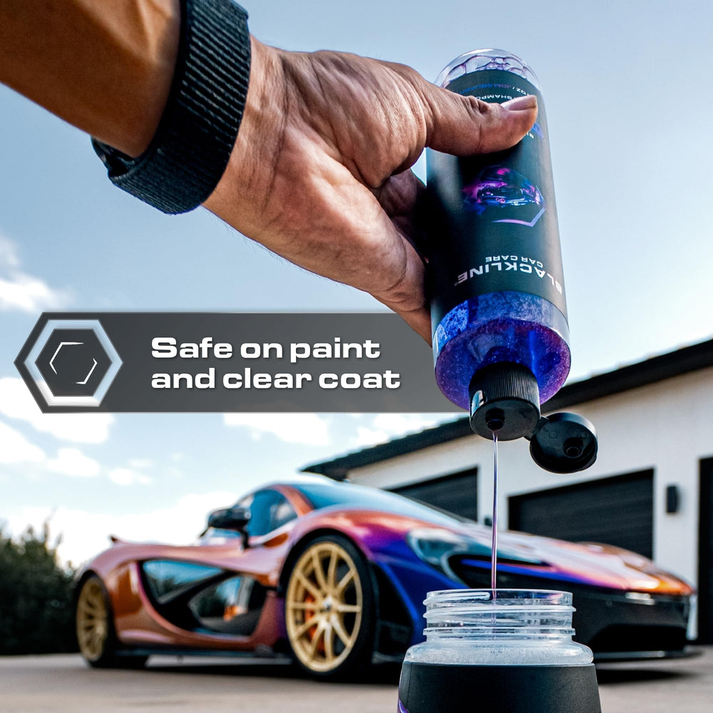 Hand holding 16oz Blackline bottle to show scale and concentrated value