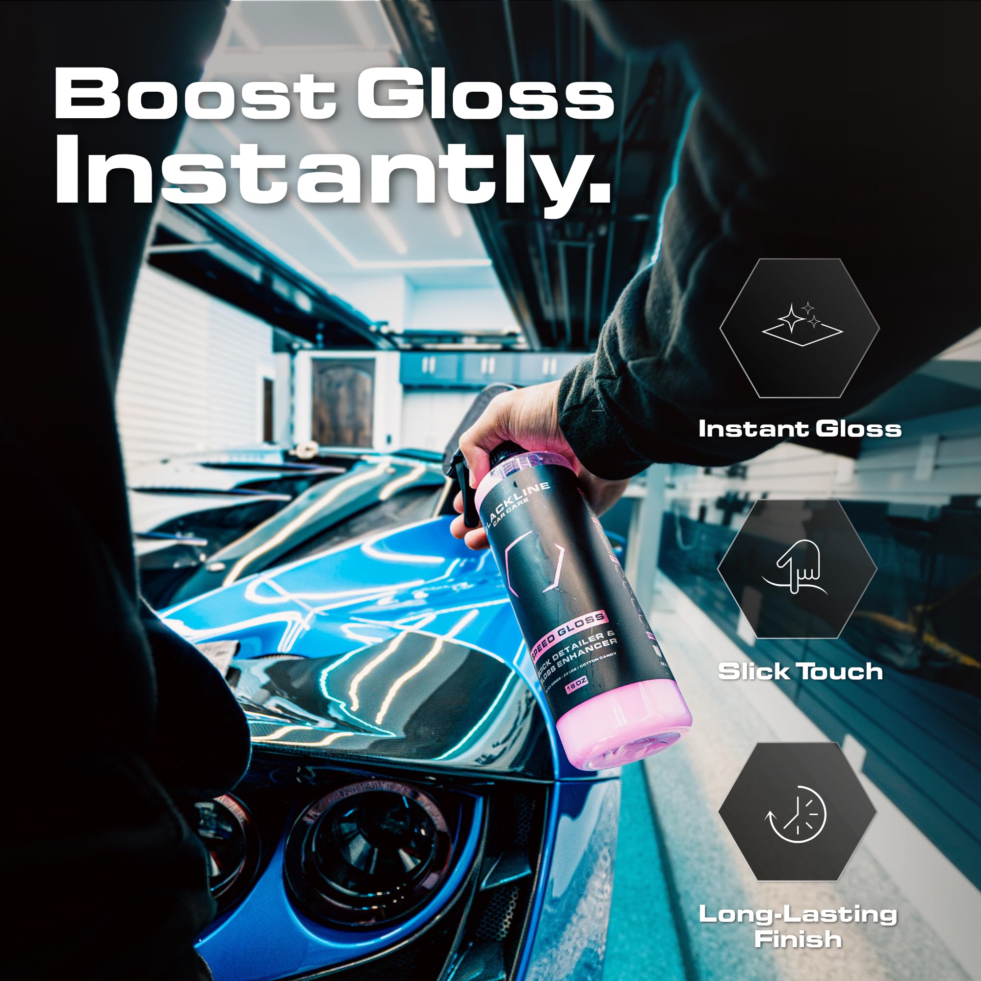 Blackline spray nozzle spraying product for fast cleaning benefit