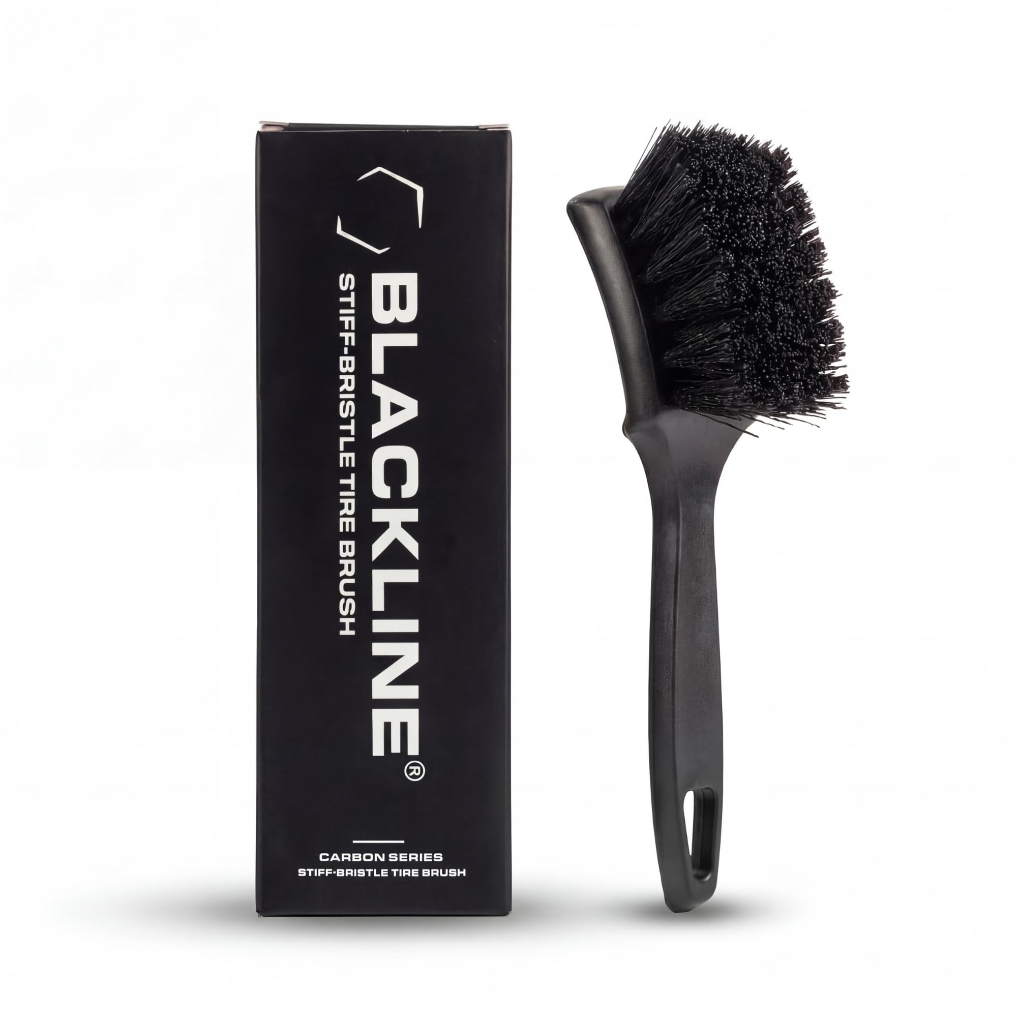Blackline front view of brush showing shape and grip for comfortable handling