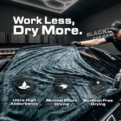 Blackline towel fully spread flat to show 24x36 size and coverage advantage