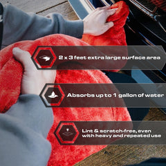 Blackline towel being dragged across car hood for fast, streak-free drying