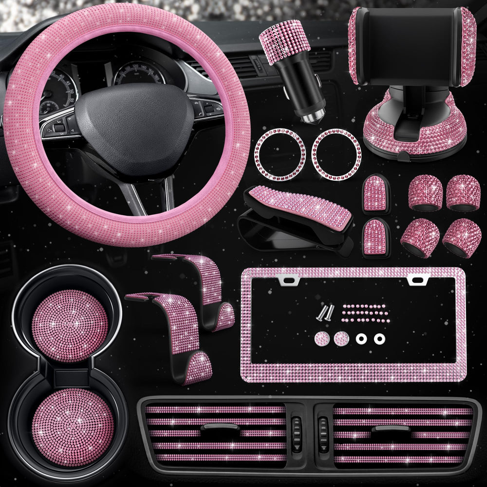 Bling Car Decor front packaging showing full 27-piece set and colorful styling benefit