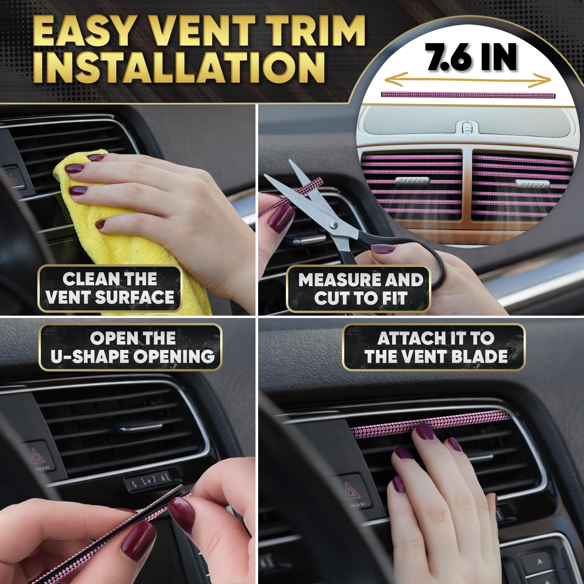 Bling Car Decor wide in-car shot with pieces installed showing coordinated look benefit