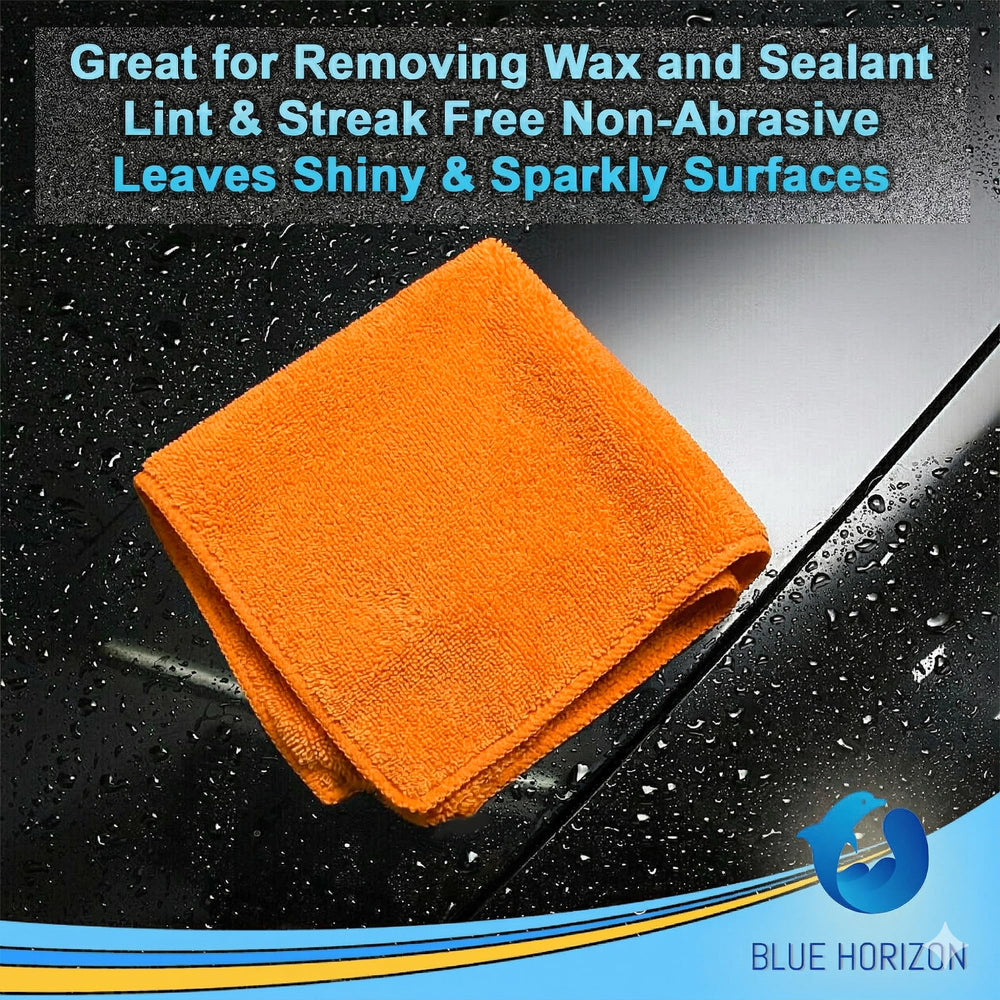 Blue Horizon towel polishing car paint for safe, scratch-free detailing