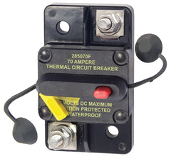 Blue Sea Systems breaker front face showing lever and terminals for safe control