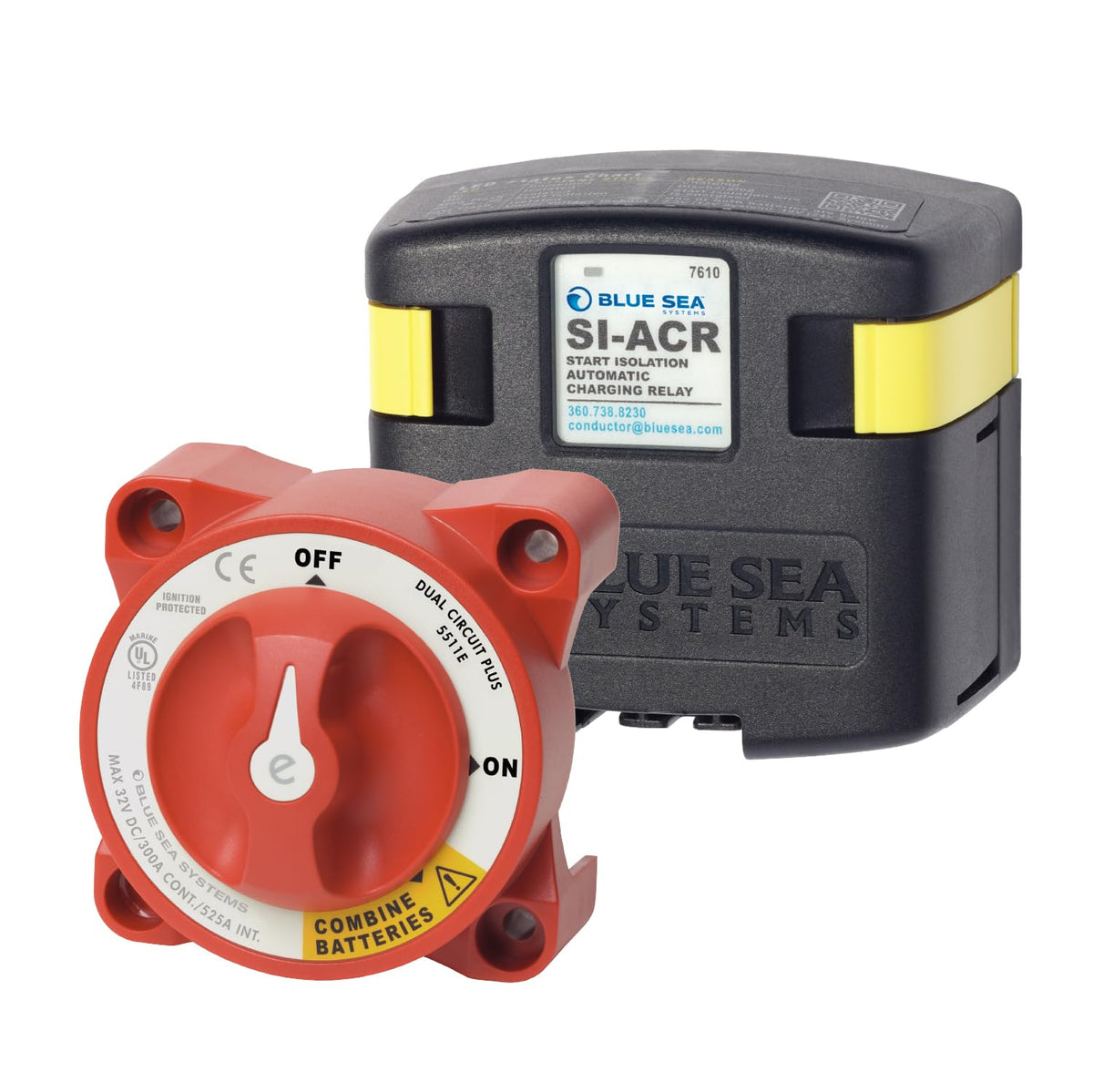 Blue Sea Systems kit front view showing compact battery management benefits