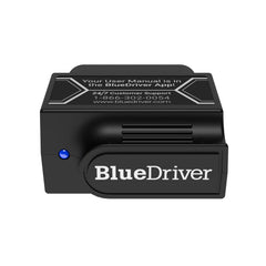 BlueDriver close-up of compact Bluetooth OBD2 dongle highlighting build quality