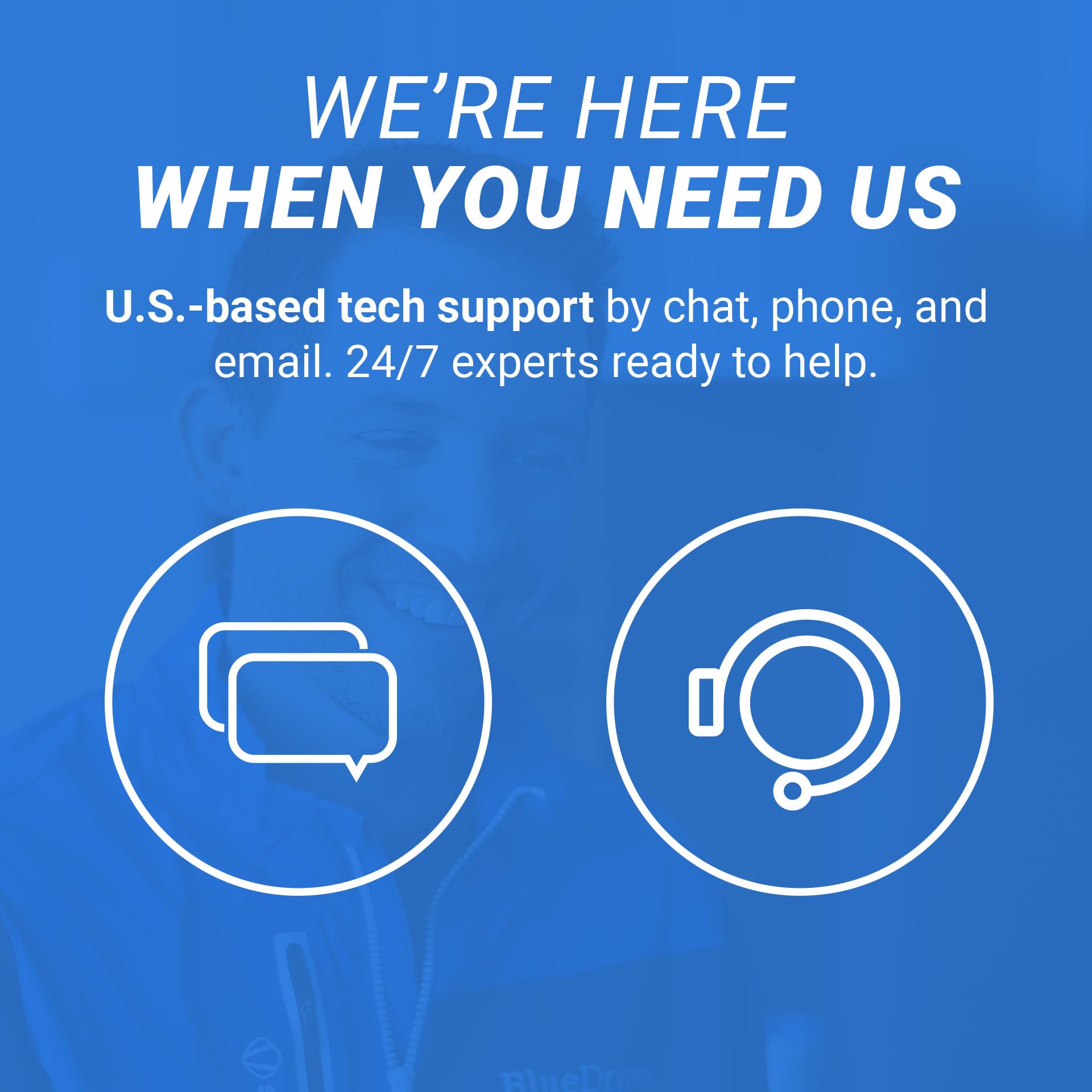 BlueDriver app support chat screenshot illustrating 24/7 technician assistance