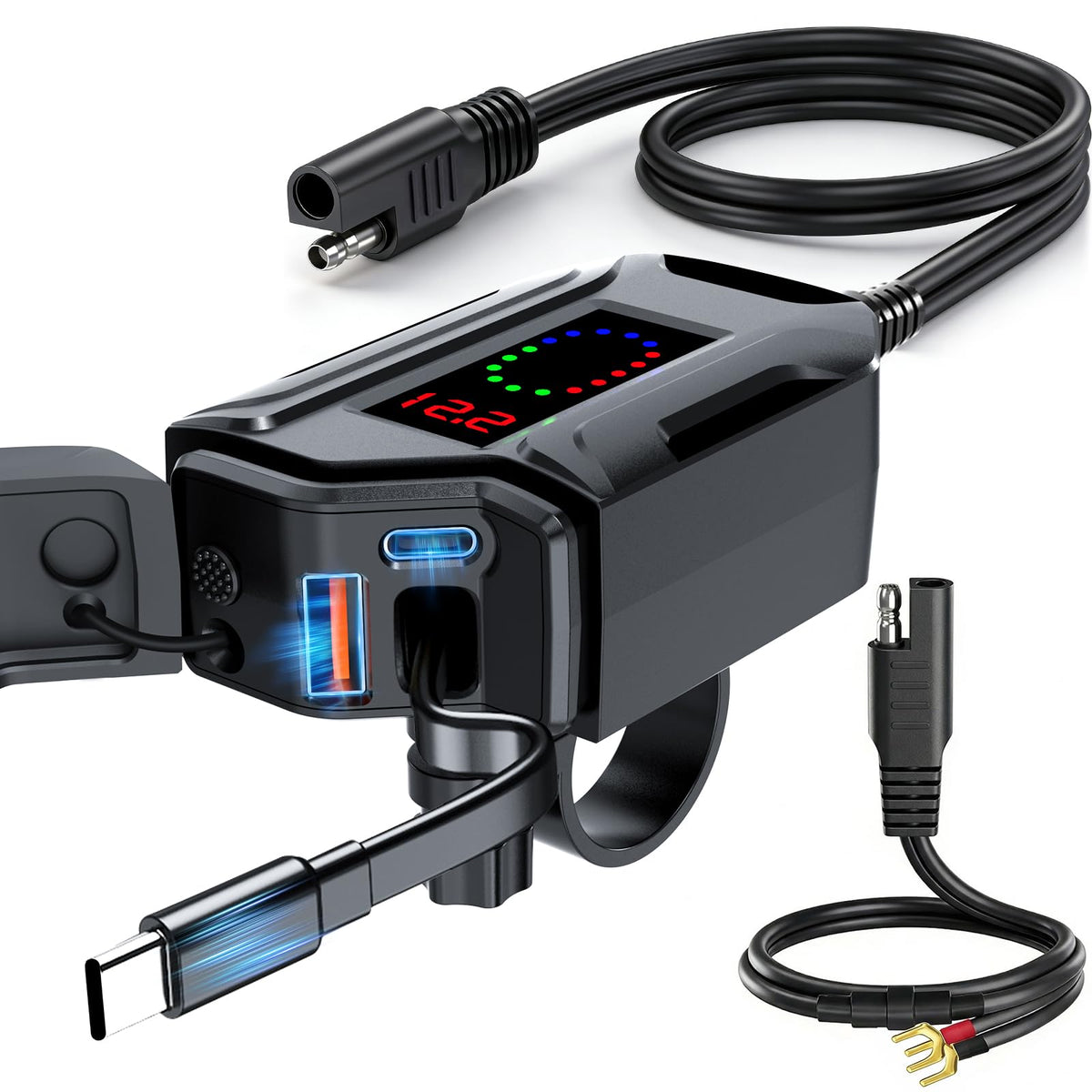 BlueFire front panel showing ports and on/off switch with easy access benefit