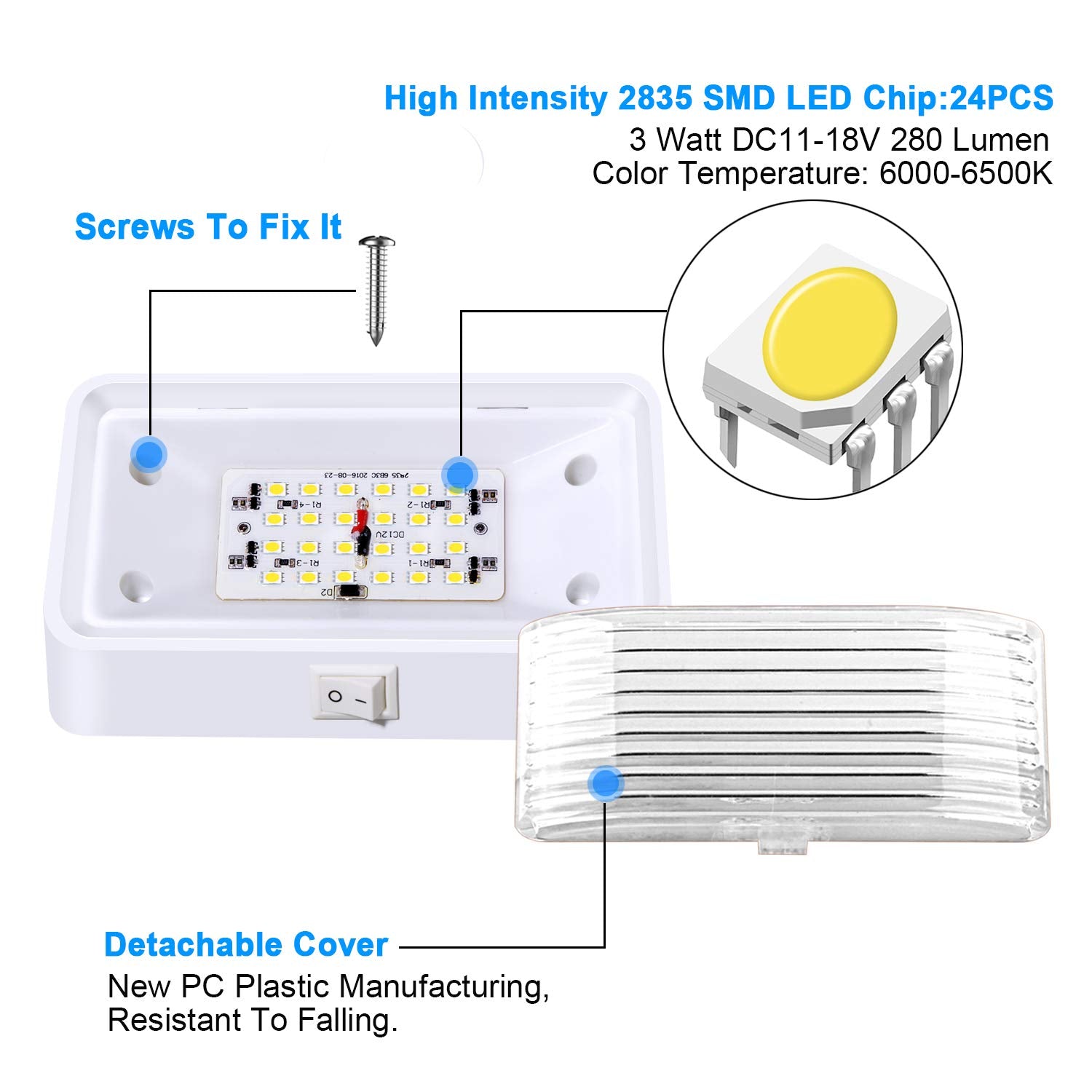 BlueFire light mounted on RV exterior near door, enhances safe entry and landing