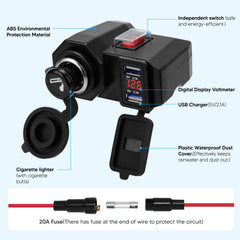 BlueFire dual USB ports with waterproof covers protecting devices