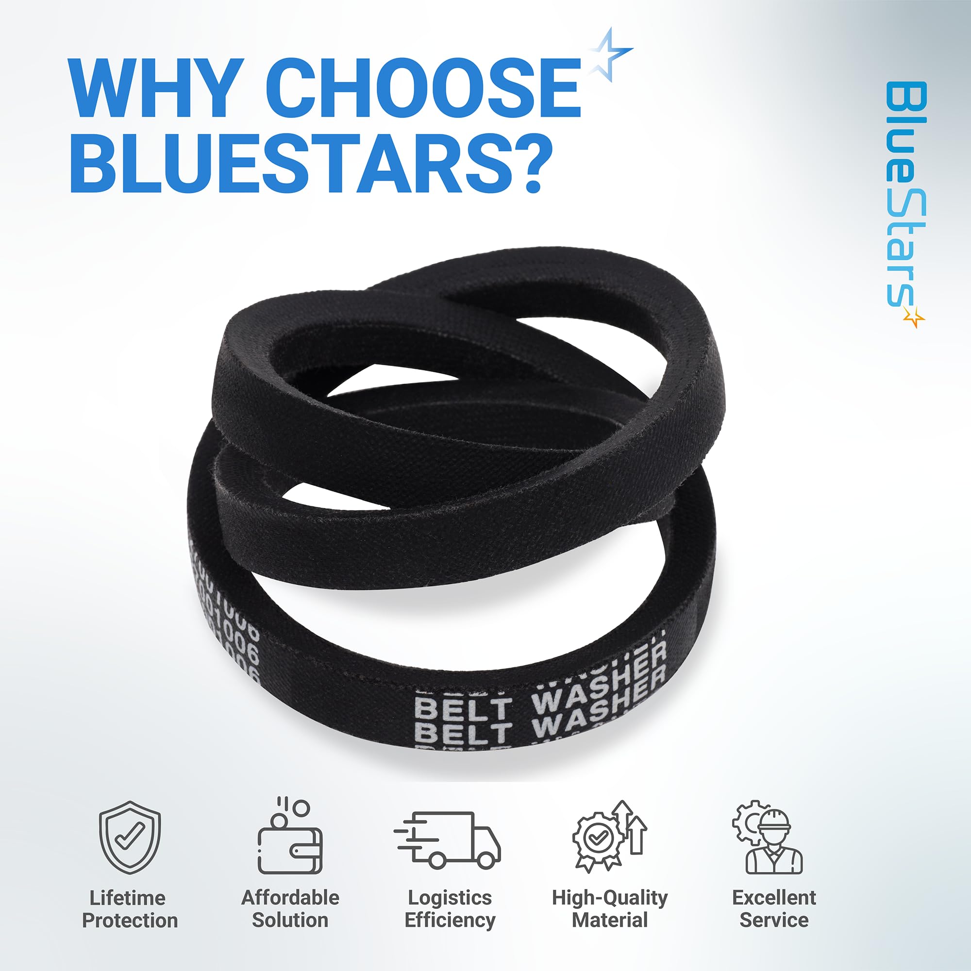 BlueStars belt beside ruler showing scale and half-inch width detail