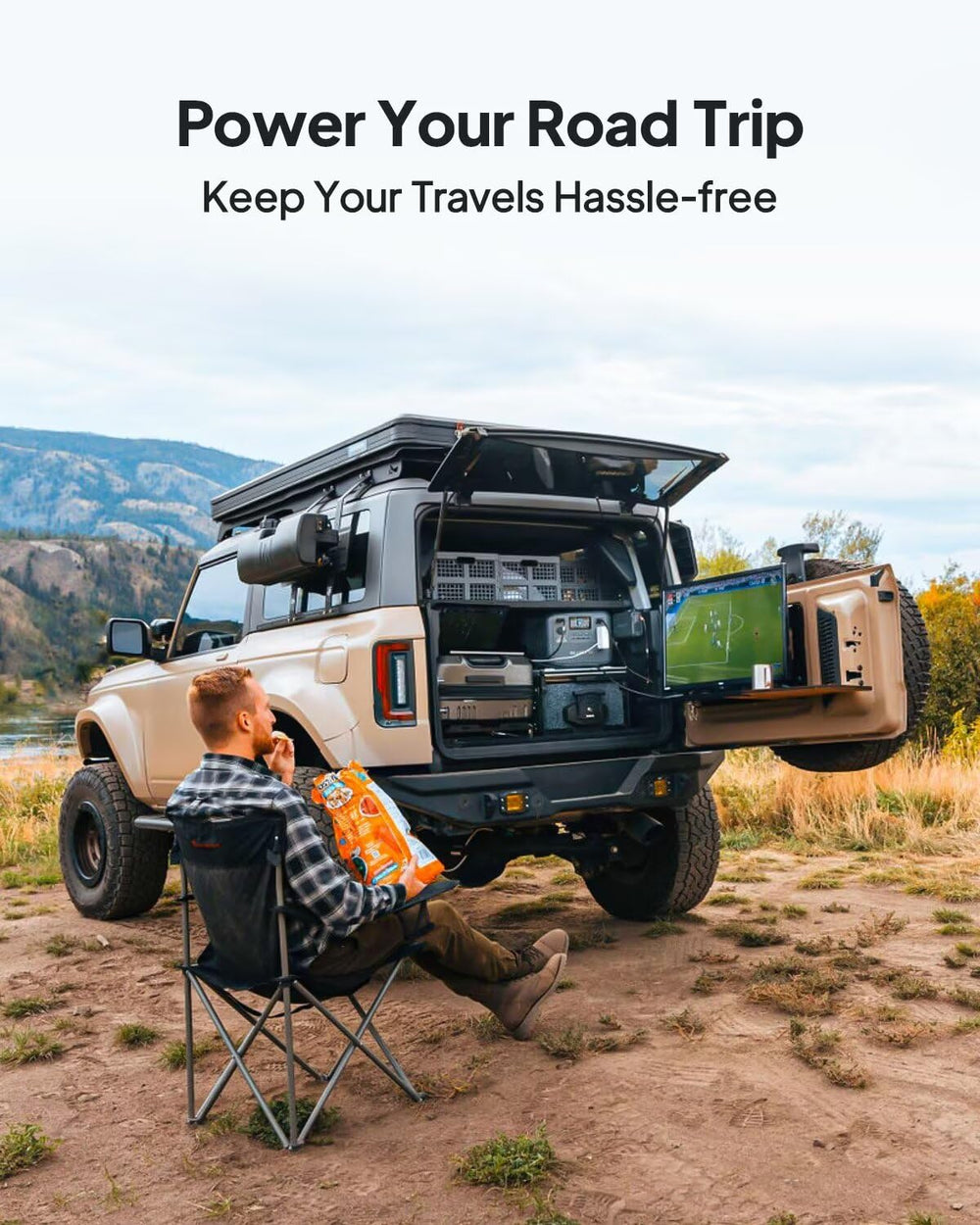 BLUETTI Charger 1 in camping setup showing dependable charging on outdoor adventures