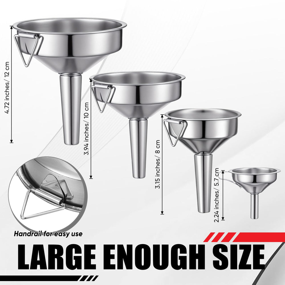 Blulu assortment of small and medium funnels demonstrating correct size choice convenience
