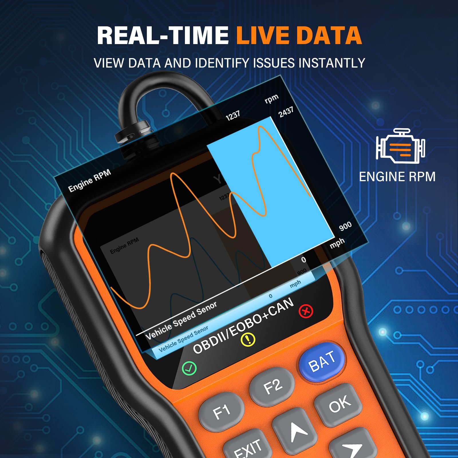 BluSon YM319 battery test reading showing voltage and health benefit
