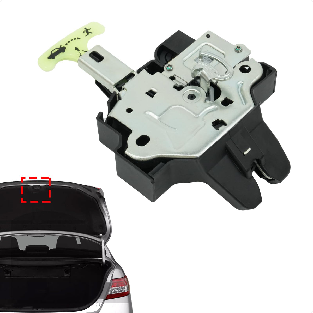 Blycorul front assembly view showing complete trunk latch actuator and reliable replacement benefit