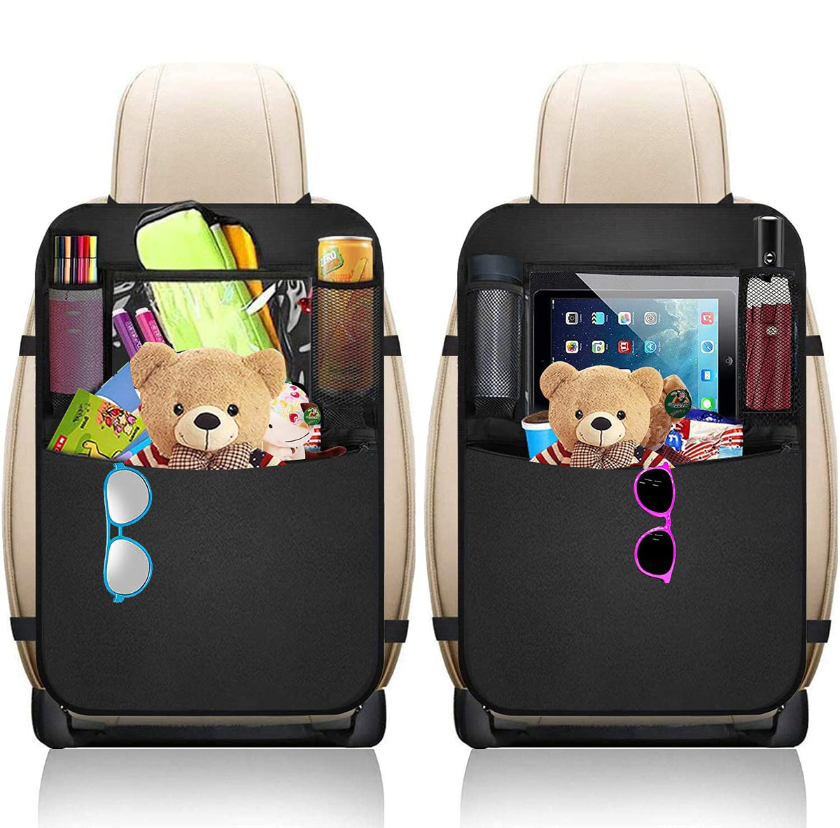 BLYPHOO front view of both kick mats protecting seats, shows full coverage