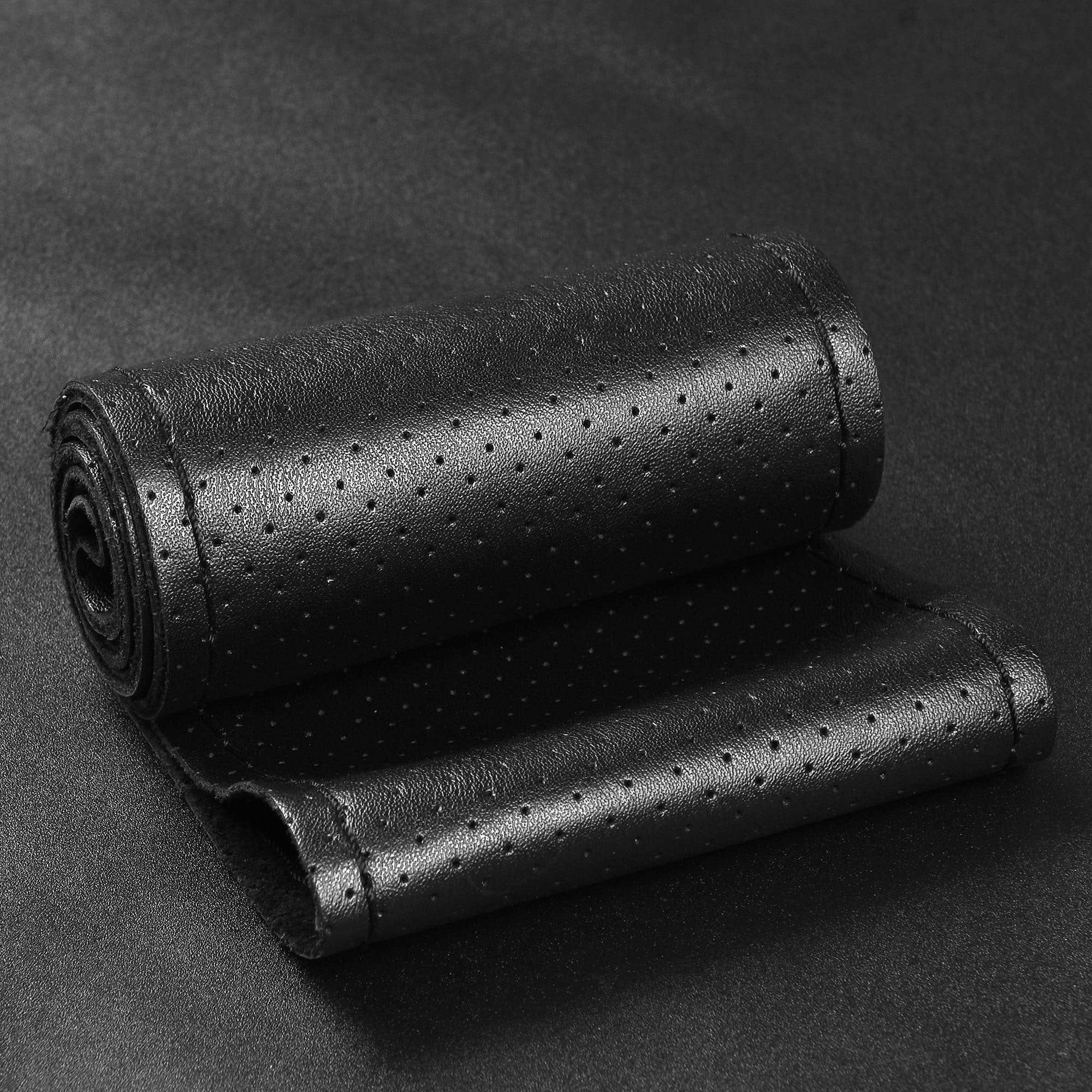 BMLEI close-up of cowhide leather grain showing texture and durable finish
