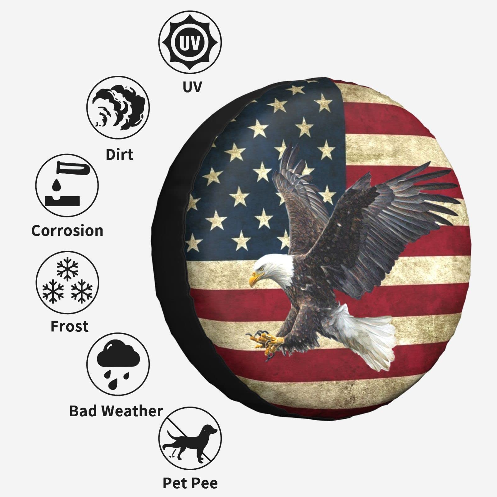 BMPUDERY close-up of vivid printed eagle and flag with durable finish