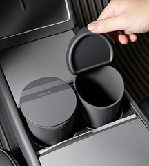 bmzx front view of black trash can shows compact shape and tidy look