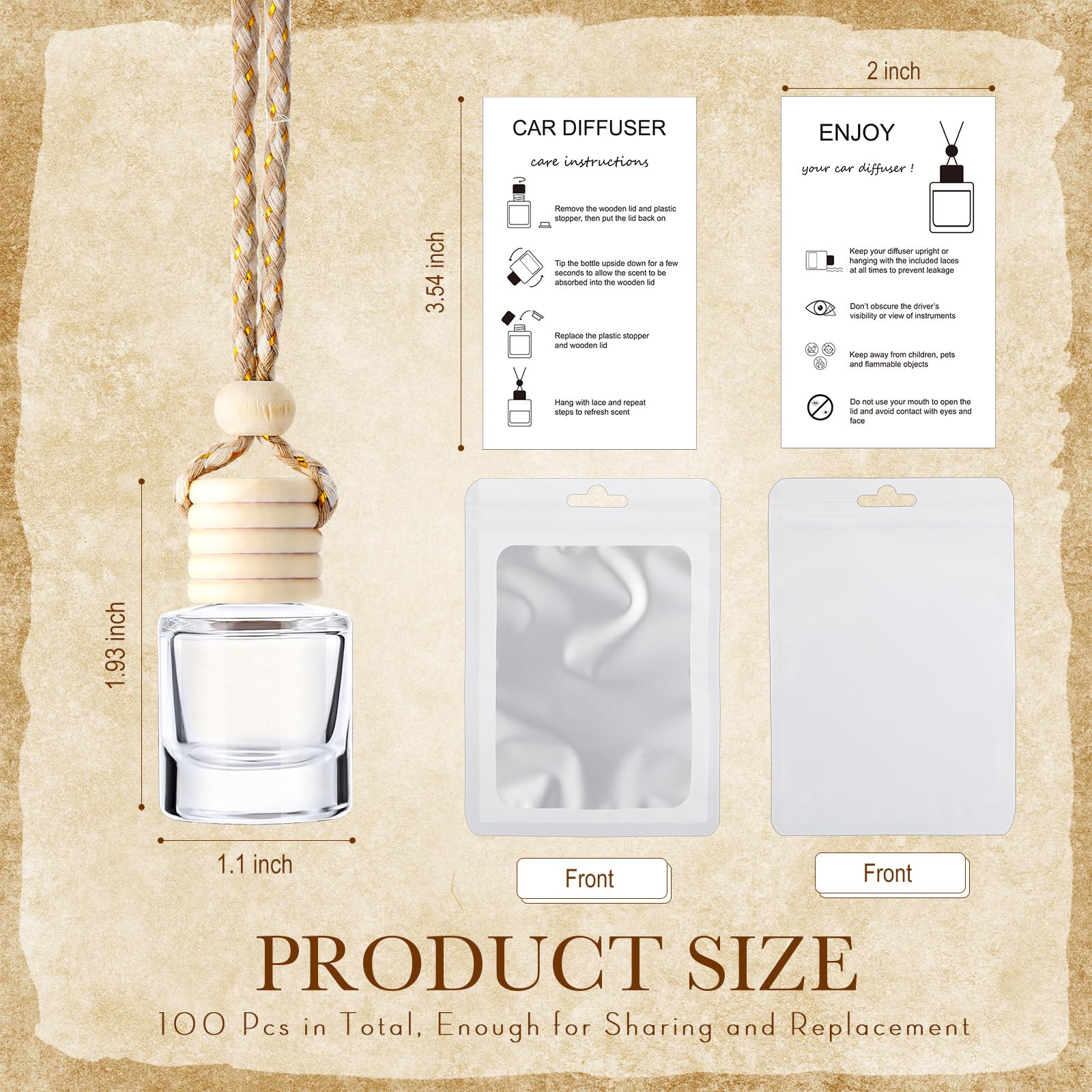 Boao bottle filled and hanging in car offering discreet long-lasting scent