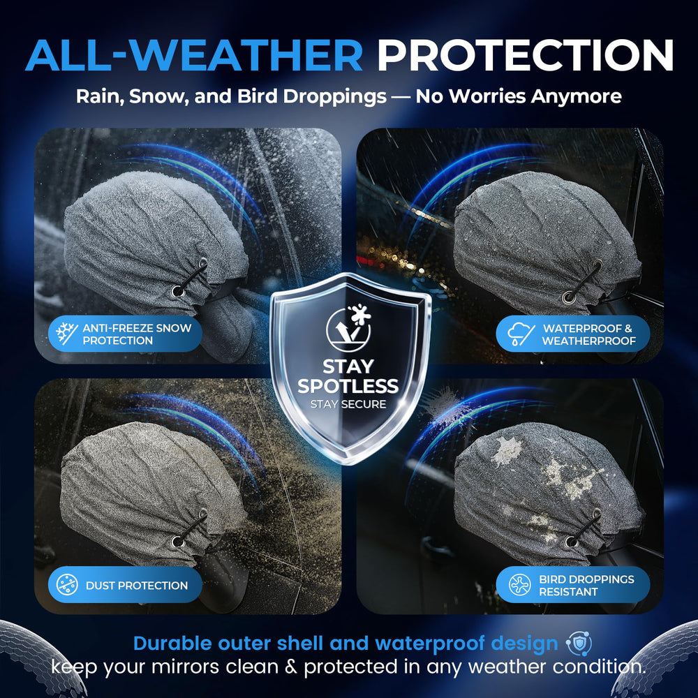 Boildut mirror cover shedding rain and snow to preserve mirror clarity