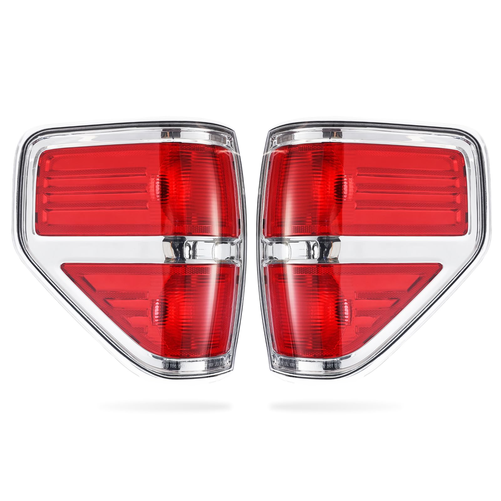 Boine front view of tail light housing showing chrome trim and factory look