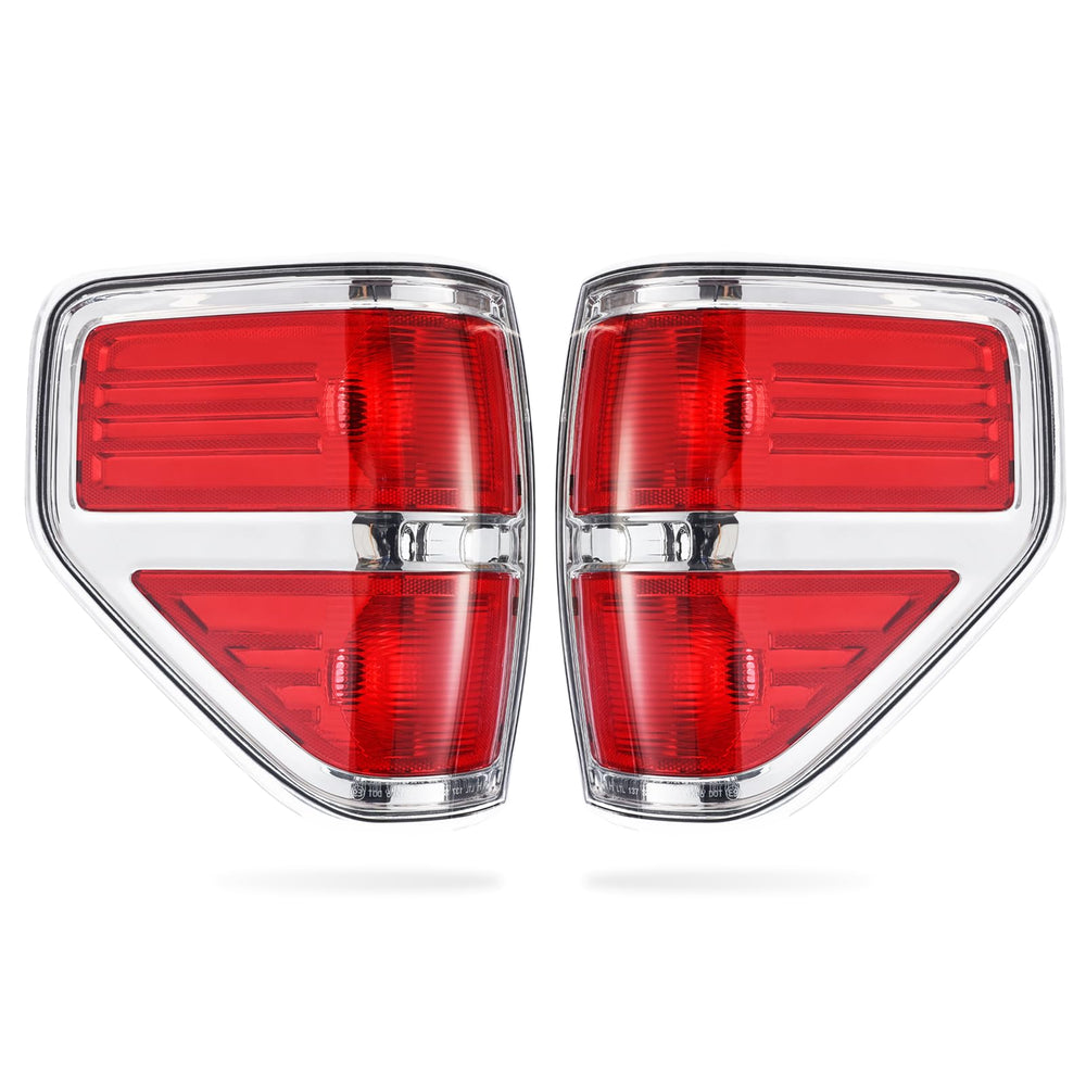 Boine front view of tail light housing showing chrome trim and factory look