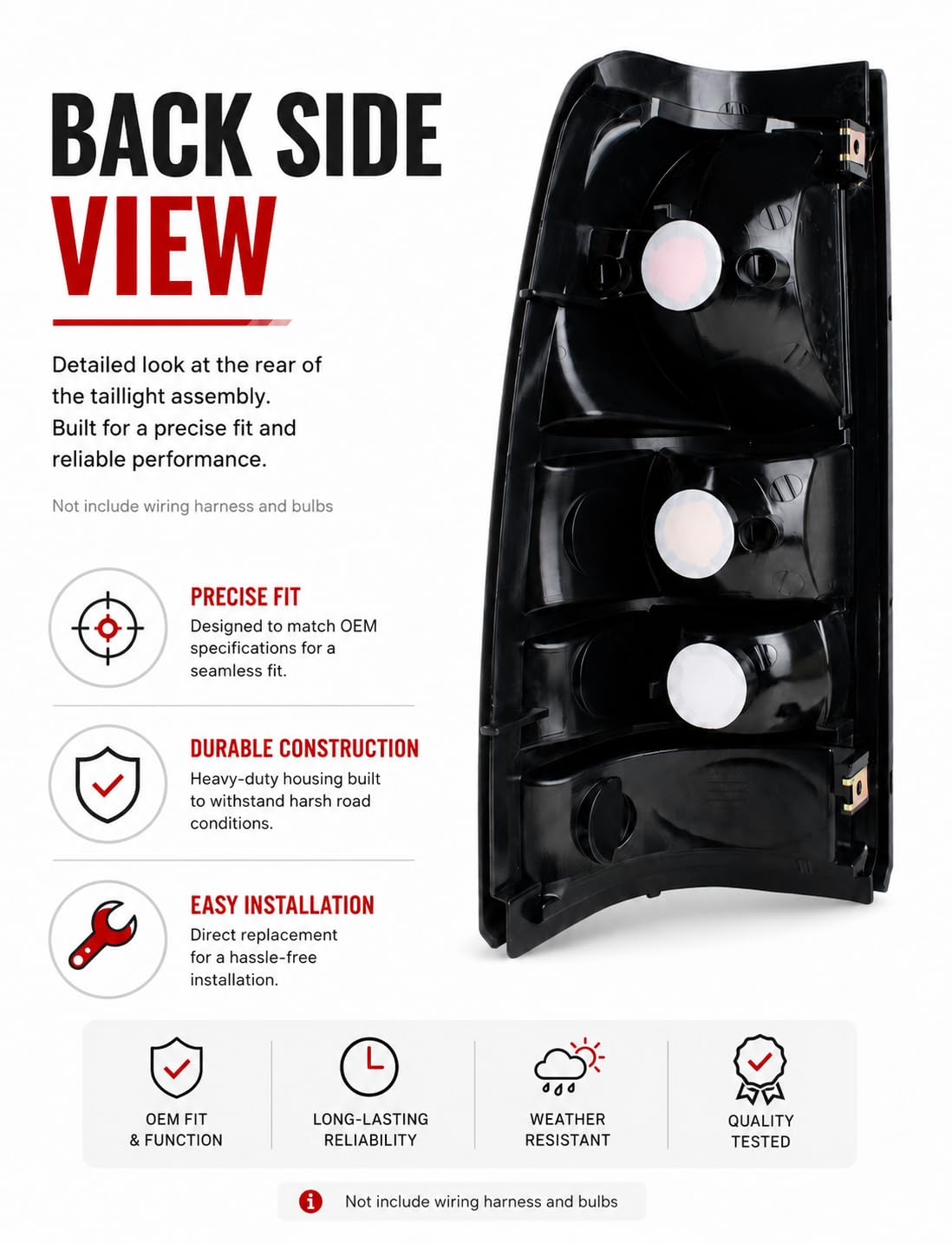 Boine tail light held in hand for size comparison and easy fit benefit