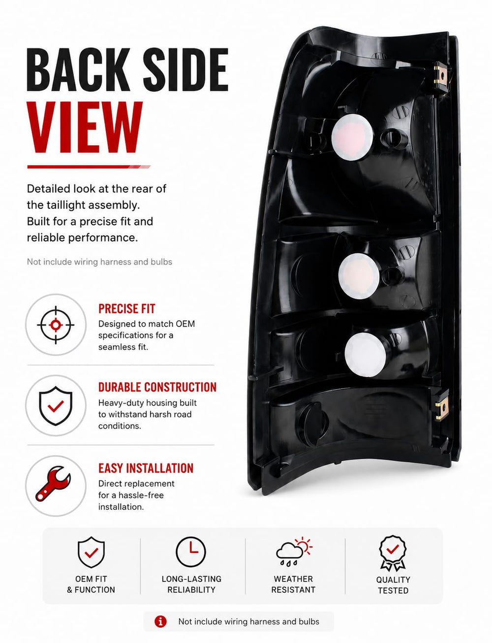 Boine tail light held in hand for size comparison and easy fit benefit