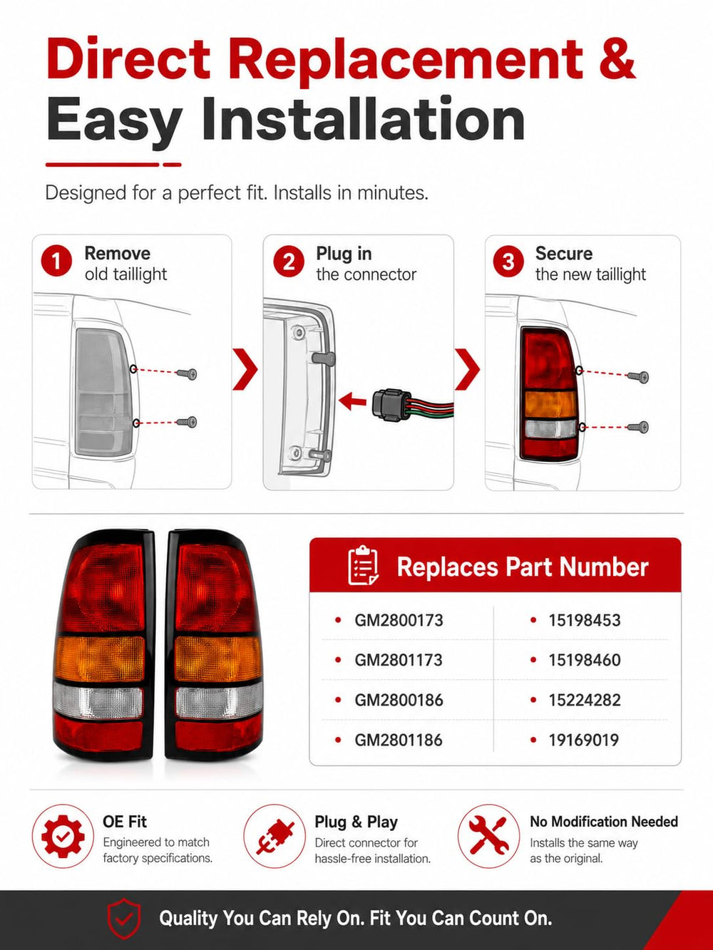 Boine tail light wiring connector closeup showing plug-and-play benefit