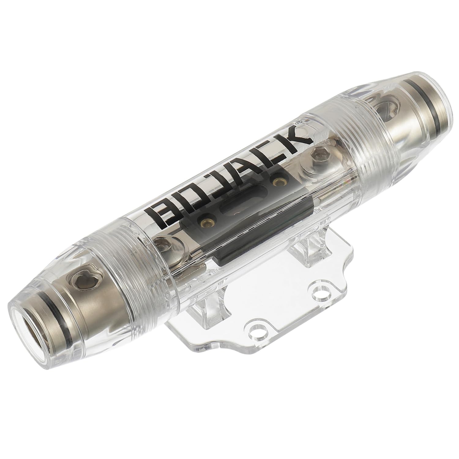 BOJACK front view of fuse holder showing satin nickel finish and mounting benefit