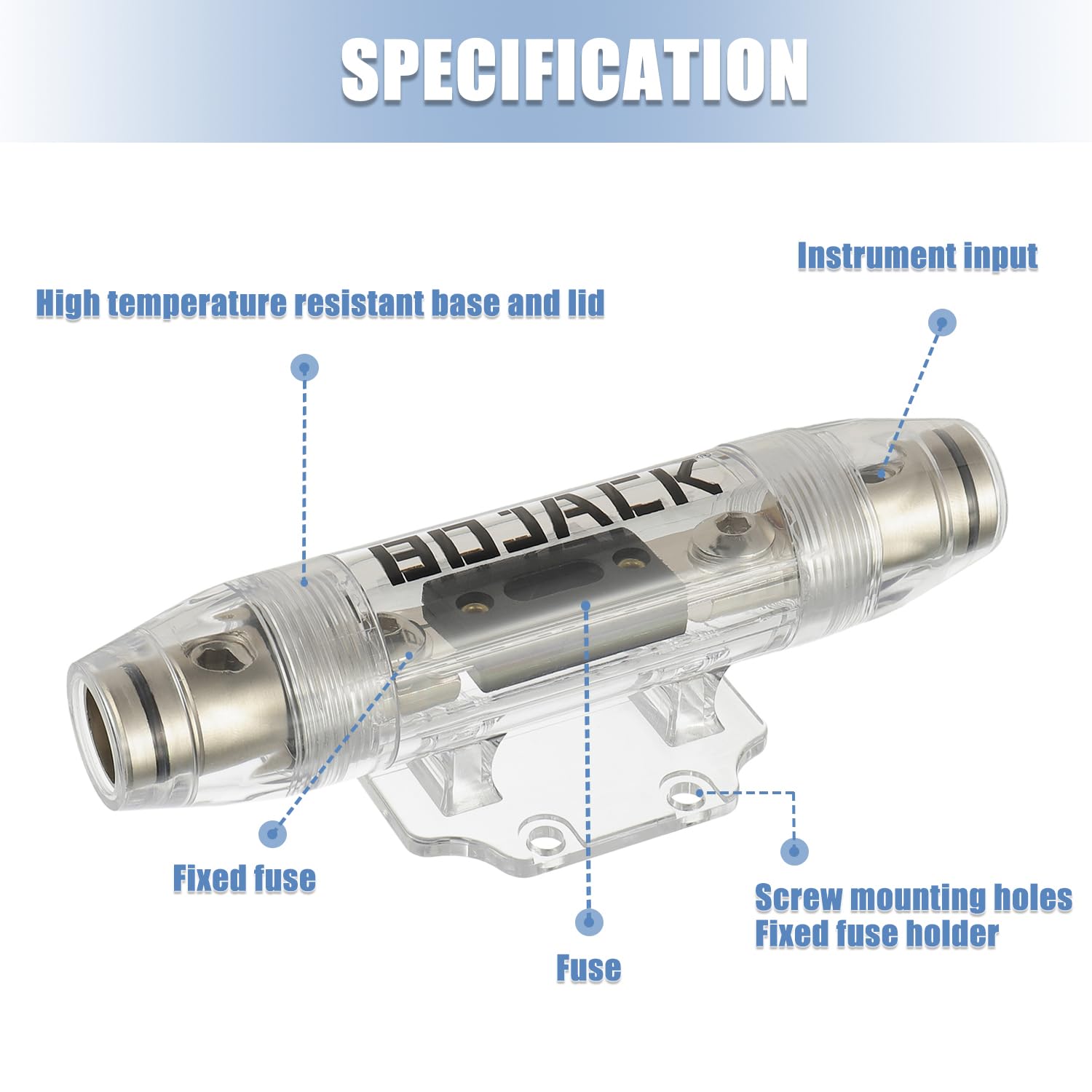 BOJACK removable insert detail showing cable clamp hole for secure fastening