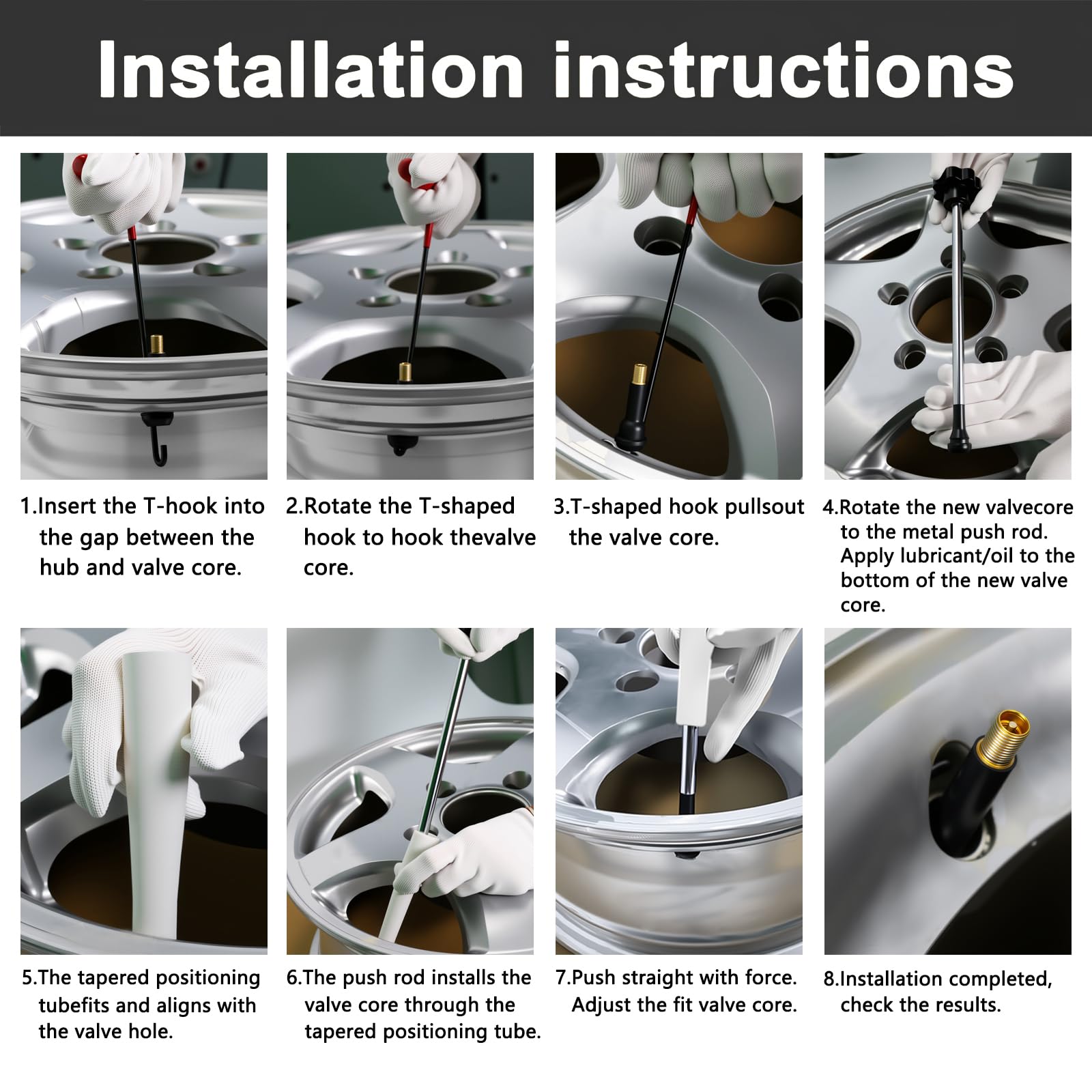 BOJIAN tool in use on a car wheel showing on‑vehicle valve stem replacement benefit
