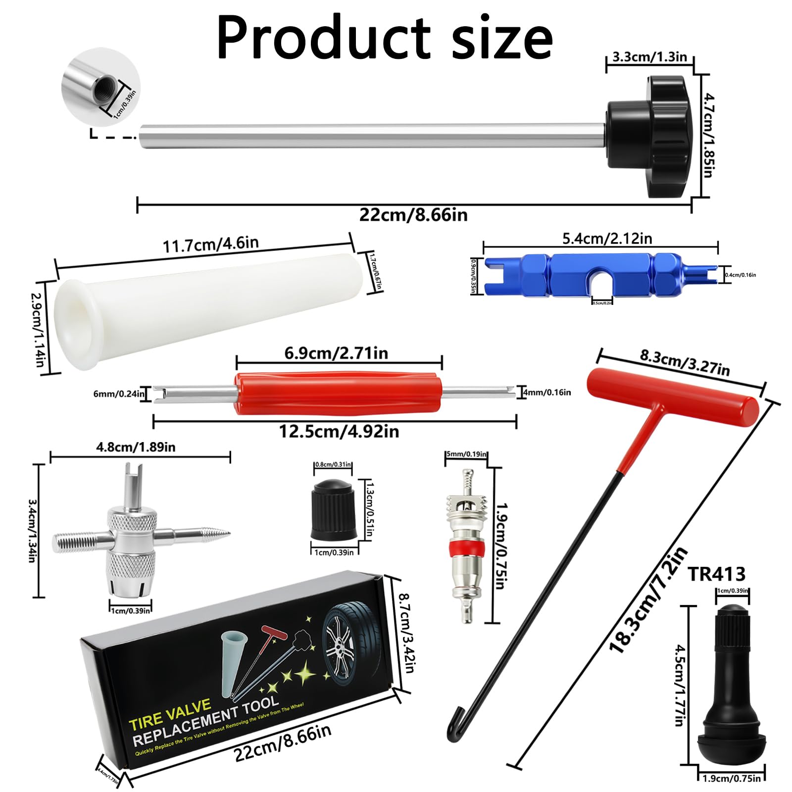 BOJIAN tools beside a ruler for scale showing compact kit size and portability