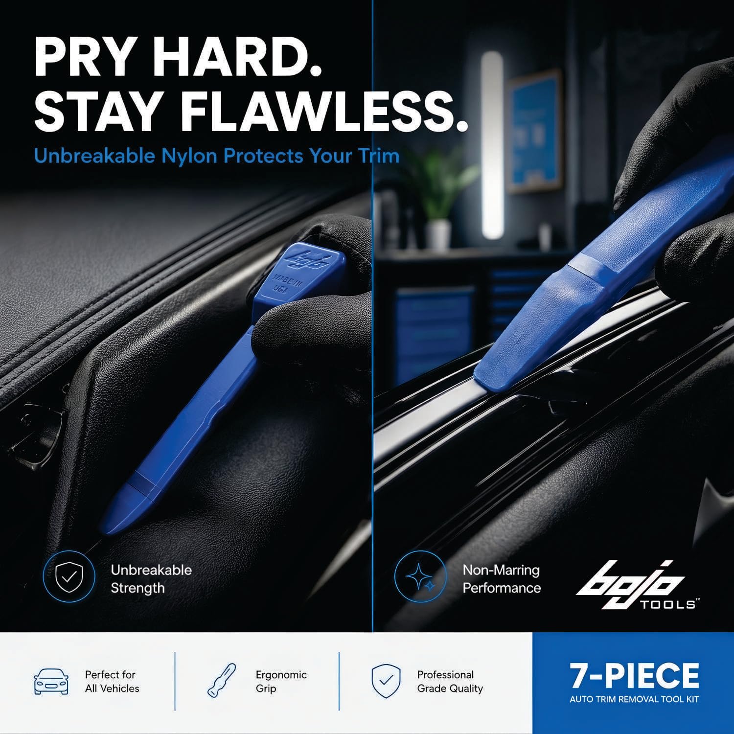 Bojo flat paddle close-up showing smooth edges for safe panel lifting