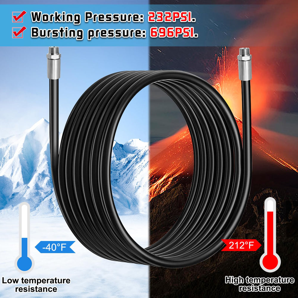 Boltigen hose routed on a truck fuel tank showing flexible installation advantage