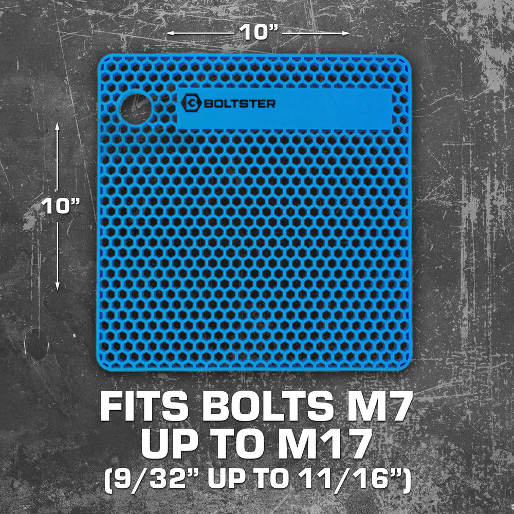 Boltster tray shown with hand for scale showing large-format capacity